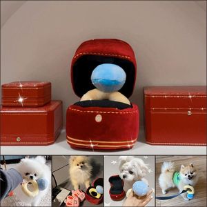 Speelgoed Ringdoos Hond Knuffelset Puppy Zacht Liefde Diamant Gevuld Kauwspeelgoed Verborgen Voedsel Maakt Geluid Schattig Huisdier Leuk Speelgoed Accessoires