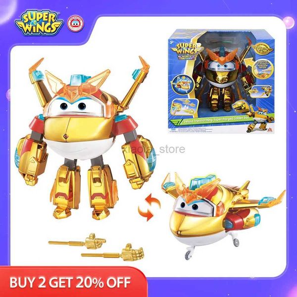 jouets Robots Super Wings 6 pouces Deluxe Supercharged Golden Boy avec son léger 2 gestes avion Transformation Robot Anime jouet pour enfants 2400315