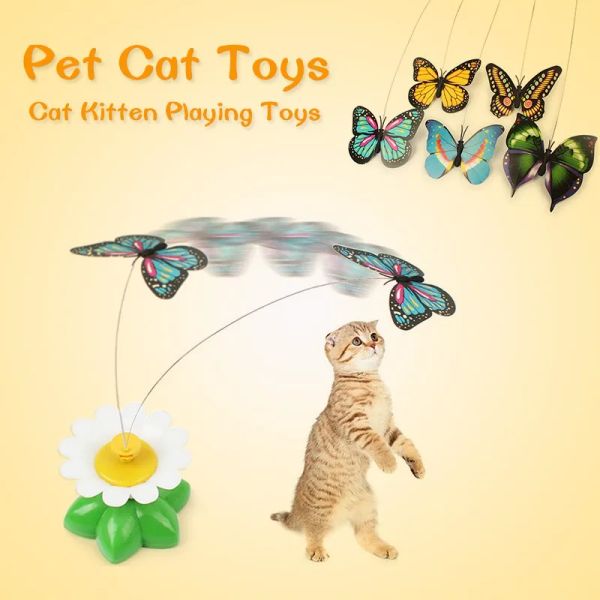 Juguetes giratorios de mariposa voladora interactiva gato dog automático colibrence entrenamiento de inteligencia gatito gatito de mascota divertida juguete