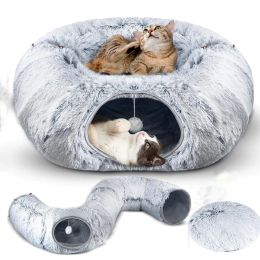Toys Round Cat Lits Tunnel Cat Toys pliable Plux Cat Kennel Funny Soft Crossing Tunnel chaton lit d'hiver Chats chauds Cushion House