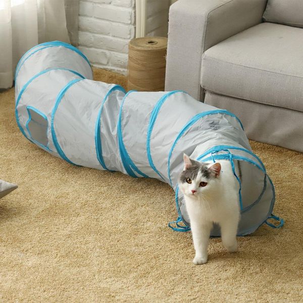 Jouets Tunnel de chat en forme de S Long 130 cm Dia 30 cm Tunnel pour animaux de compagnie drôle Tunnel de jeu pour chat chaton jouet de jeu pliable jouet lapin Tunnel de jeu