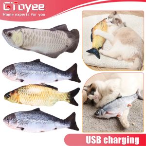 Toys Simulate Fish Toy Electric USB Charge Cat Pet Toys Dancgle Fish Fish Funny Cat Mochette jouant des jouets interactifs