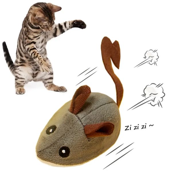 Toys Smart Cat Toy Running Running Mouse Cat Teaser Feather Toys Electric Random Move Simulation Mice Kitten Squak