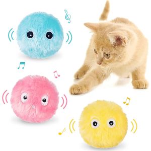 Toys Smart Fluffy en peluche chat Ball Toys Interactive Cirping Balls Cat Kicker Toys 3 Animal réel sonne amusant Kitty Kitten Toys