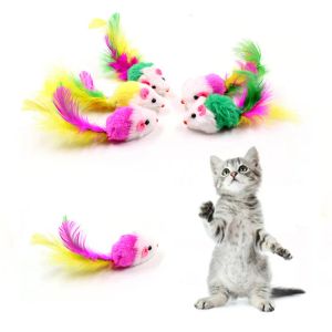 Toys Soft Fulnece False Mouse Cat Toys Colorful Feather Mini Funny Playing Training Interactive Toys for Cats Kitten Pet Supplies