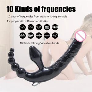 Toys Strapon Dildo Vibrator voor paren erotische intieme goederen Dubbele penetratie 10 Speed Anale vibrator Seks Toys voor vrouwen