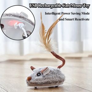 Toys Vealind Electric Cat Toys Realistic Electric Mouse Cat Intelligent detectie Random Motion USB oplaadbaar huisdierspeelgoed