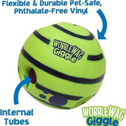 Jouets Wobble Wag Giggle Glow Ball, jouet interactif pour chien, sons de rire amusants lorsqu'ils sont roulés ou secoués, les animaux de compagnie savent mieux que vu à la télévision