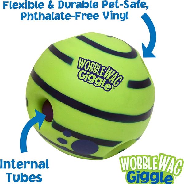 Jouets Wobble Wag Giggle Glow Ball, jouet interactif pour chien, sons de rire amusants lorsqu'ils sont roulés ou secoués, les animaux de compagnie savent mieux que vu à la télévision