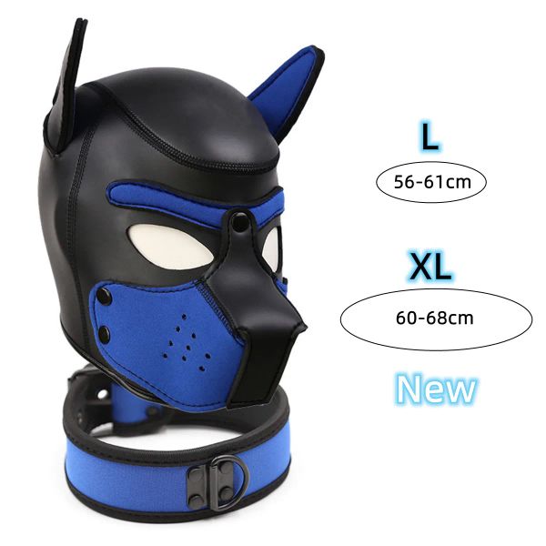 Toys XL Code Puppy Play Sex Toys Kits of Neoprene Dog Fetish Hood Mask con restricciones para cuello para BDSM Bondage Pet Roleplay Party