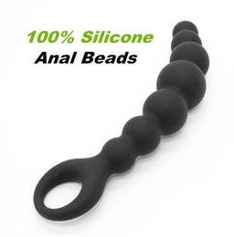 Toysdance Adult Toys pour femmes Black Silicone Anal Perles Flexible Butt Pild Sex Products Unisexe Anal Balls 7039039 WATE6269550