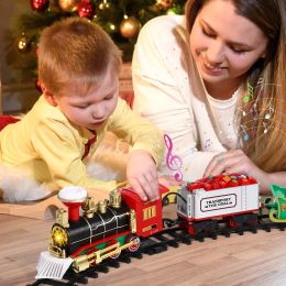 Toyvian Christmas Train Set Train Electric Train avec Sound Light Railway Tracks for Kids Gift Under The Christmas Tree