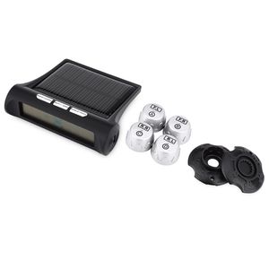 TP880 Auto TPMS Zonne-energie Bandenspanningscontrolesysteem Autoband Temperatuur Alarm Met 4 Externe Sensoren LED Anti-Diefstal