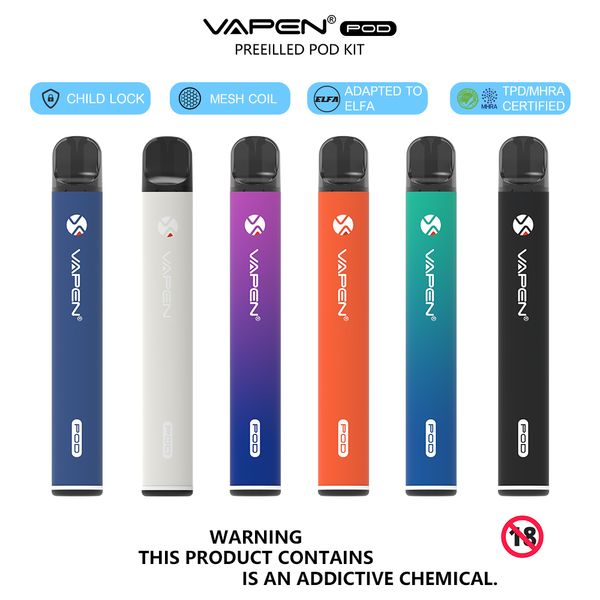 Certificación TPD VAPEN POD 650 Puff precargado 2 ml Kit de dispositivo de reemplazo de vape desechable Compatible con bobina de malla recargable Elfa CHILD LOCK 500 mAh vapes