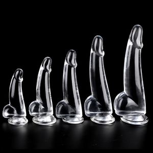 Tpe Crystal White Smooth dildo imitación divertida para mujeres sexy Tools Hembras Dildo Anal Big Dick S M L XL XXLsexy