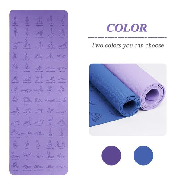 TPE Yoga Mat 183cm * 61cm Mat de fitness sportif anti-skid pour l'exercice Yoga et Pilates Mat de gymnastique Mat de fitness équipement 240322