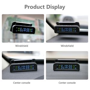 TPMS Car Tire Pressure Monitor System Automatic Brightness Control Attached to Glass wireless Solar Power tpms with 4 Sensors