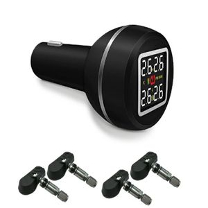 TPMS CAREUD Type d'allume-cigare Système de surveillance de la pression et de la température des pneus de voiture avec 4 capteurs externes/internes -- 1