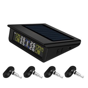 TPMS -bandendrukbewakingssysteem Zonne -vermogen LCD -display met 4 interne/externe sensor vervangbare batterij PSI/Bar -modus