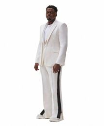 Tpsaade 2022 Traje de hombre Fi blanco Boda Esmoquin Four Seass Party Wear Slim Fitted 3 piezas Blazer Set Chaqueta + Pantalones + Chaleco 67YA #
