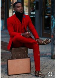 Tpselade Hot Aanbevelen Red Groom Tuxedos Mannen Formele Pakken Zakelijke Mannen Dragen Bruiloft Prom Diner Past (jas + Broek + Tie + Vest)