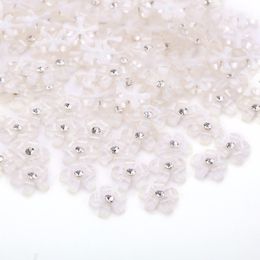 TPSMOC 10mm 200st Cute Hars Bloem met Rhinestone Platback Cabochon voor DIY Scrapbooking, Nail ArtDeCoration Beads Craft