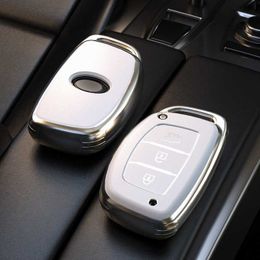TPU Car Key Case Couverture pour Hyundai Tucson Sonata Santa Fe Elantra Accent Solaris Verna IX25 IX35 I20 I30 Remote Protect Shell 0109