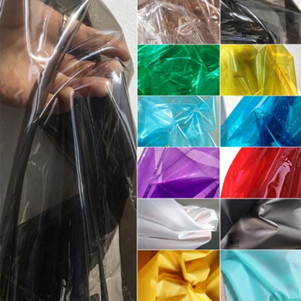 Tissu de créateur en TPU au mètre, pour imperméables décoratifs, sacs de bricolage, couture, Textile imperméable brillant transparent, PVC doux uni 240116