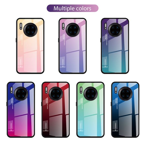 TPU Glass 2 en 1 Gradient Glass Case pour Huawei Mate 30 Pro Couverture arrière de luxe pour la série de téléphones huawei Livraison gratuite