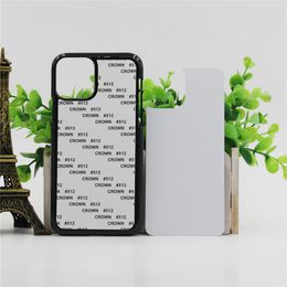 Lege 2D Sublimatie iPhone Case PC Warmteoverdracht Telefoon Gevallen Voor iPhone 13 12 Mini 11 Pro Max Aluminium inzetstukken Zwarte Cover Groothandel DHL