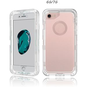 TPU PC Clear Clear Telephone Cases para iPhone 6 7 8 Plus Soft TPU PC dura Tapa trasera