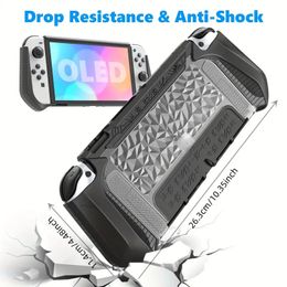 Étui de protection en TPU avec film de protection en verre trempé et 6 capuchons de pouce pour console Nintendo Switch OLED et contrôleur de poignée pour accessoires Switch OLED