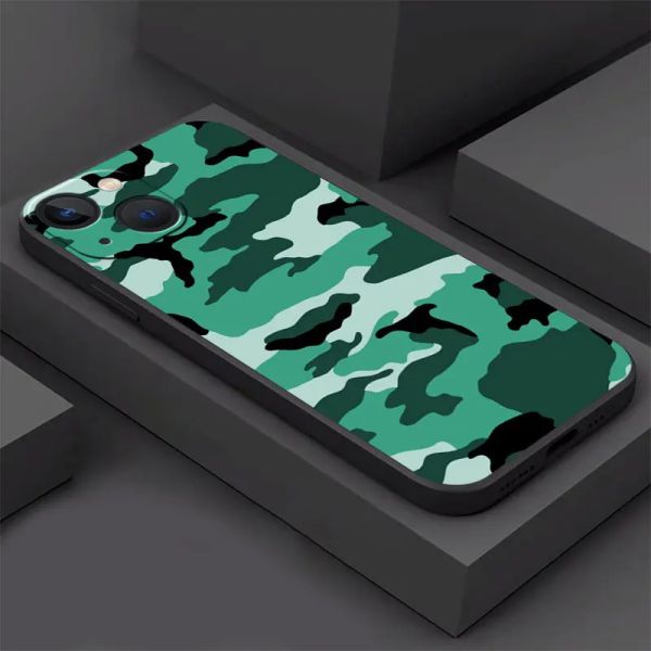 TPU Soft Case pour Apple iPhone 11 Pro Max SE XS XR 14 15 plus 8 7 6S 12 13 MINI CAMOUFLAGE MOTEM