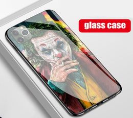 TPU+Tempered Glass Comics Joker Telefoonhoesjes voor iPhone 12 Mini 11 Pro Max 6 6S 7 8 Plus X XR XS MAM SE2 Samsung S8 S9 S10 E S20 S21 Ultra Note 9 10 Cellphone Shell Cover7861311
