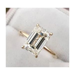 Tq1f Bandringen 2021 Fashions Dames Sterling Sier 925 Sieraden Klassieke verlovingsring Emerald Cut Diamond Drop Delivery Sieraden Dhaii