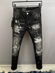 TR APSTAR classique Dsq Hip Hop Rock Moto hommes conception décontractée jean déchiré en détresse Denim mince D2 COOLGUY JEANS 9859 noir
