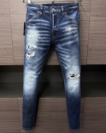 TR APSTAR DSQ Jeans para hombre D2 Hip Hop Rock Moto DSQ COOLGUY JEANS Diseño Ripped Denim Biker DSQ Jeans para hombre 9893 color azul