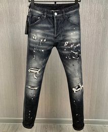 TR APSTAR DSQ jean homme D2 Hip Hop Rock Moto DSQ COOLGUY JEANS Design déchiré Denim Biker slim DSQ jean pour homme 9886 couleur noir