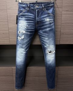 TR APSTAR DSQ JEANS MEN'S D2 HIP HOP ROCK MOTO DSQ COOLGUY Jeans Design Ripped Denim Biker DSQ Jeans pour hommes 9893 Color bleu