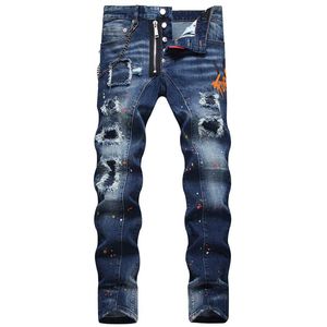 TR APSTAR DSQ jean homme D2 Hip Hop Rock Moto DSQ COOLGUY jean Design déchiré Denim Biker DSQ jean pour homme 1085 couleur bleu