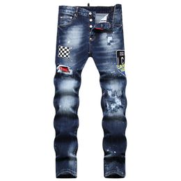TR APSTAR DSQ jean homme Hip Hop Rock Moto DSQ COOLGUY jean Design déchiré Denim Biker DSQ jean pour homme 1053 couleur bleu