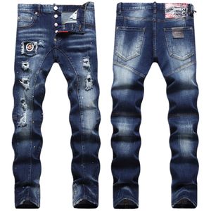 TR APSTAR MEN Cool Guy Jeans azul Hombre clásico Hip Hop Rock Moto D2 Diseño casual para hombre Ripped Skinny Denim Biker DSQ Jeans 099