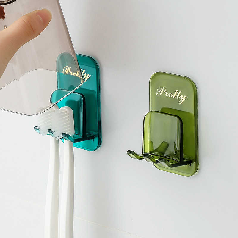 Spårlös tandborstehållare multifunktionskrokar tandborste rack kreativa spårlösa stativ rack badrumsorganisatör tillbehör