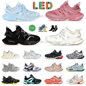 Piste 3.0 Chaussures de créateurs LED Mens pour femmes et baskets de forme de plaque Femmes 3 Runner 7 LED Paris triple blanc en cuir noir en cuir nylon plate-forme 2.0 4.0 Trainers