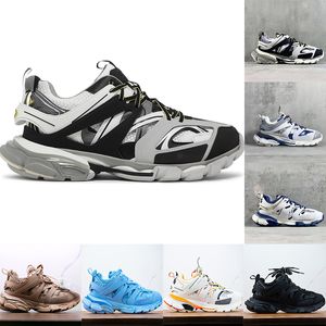 Track 3 Diseñador de zapatos casuales para hombre Mujer Moda Paris Triple Negro Blanco Beige Sneaker Chunky 3.0 Field Plate-forme Luxury Fluo Pink Flats Otoño Invierno Entrenador