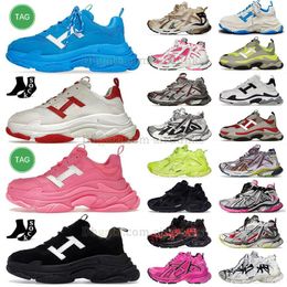 Track 7 2024 Runner Triple Designer-Schuhe Casual S Shoes Mens Dames Big Size 46 Platform Trainer Paris Runners 77.0 Tripler Pink en Wit Hiking Sneakers Tennis