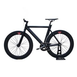 Track Bicycle Aluminium Legering Zwart frame Vaste versnellingsfiets 70 mm Flat Spoke 700C Wielen Rim 48t OTA Crankset Fiets enkele snelheid