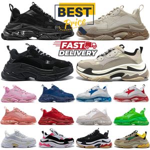 Triple S Sneakers Clear Sole Shoes Platform Schoen Zwart Wit Gray Red Pink Blue Royal Neon Yellow Green Tennis Trainers for Men and Women