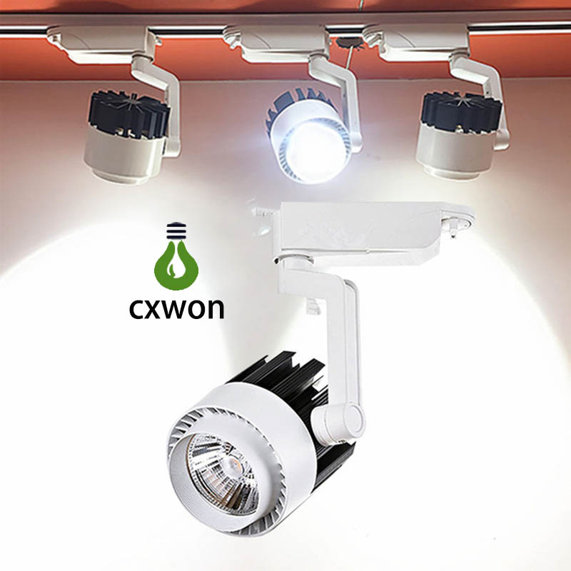 Oświetlenie utworów 20W 30W AC 85-265V 3000LM Kryty Spotlight Rail LED Head Head Track Sufit Spot Light