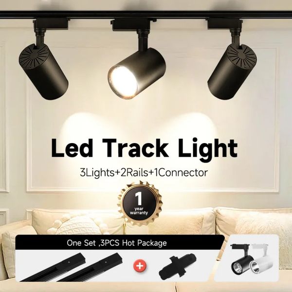 Luz de pista LED, accesorio de techo, luces de ferrocarril, decoración del hogar, conjunto completo de iluminación de pista, dormitorio, casa, foco, lámparas de araña